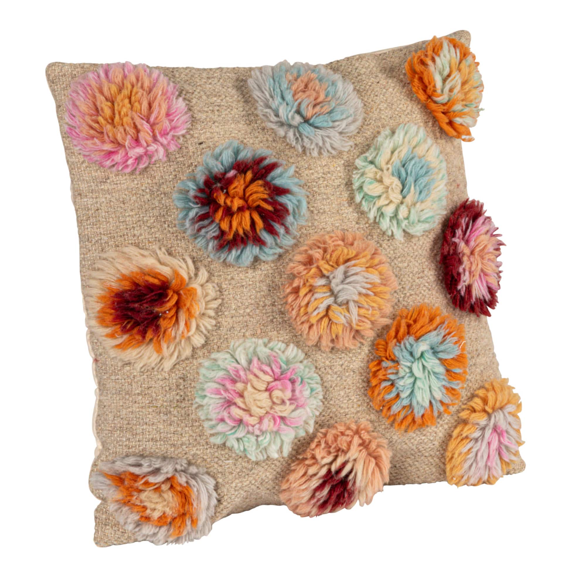 Hello Honey® Multicolor Shag Puff New Zealand Wool & Cotton Pillow